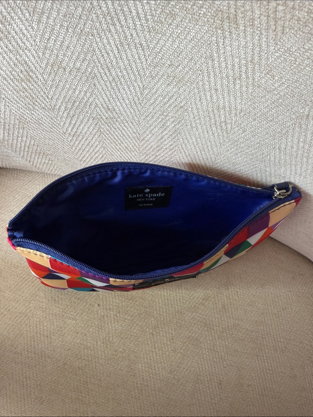 kate spade Multicolor Geometric Cosmetic Pouch - Navy Trim - Picture 9 of 11
